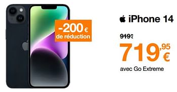 Promotions Apple iphone 14 - Apple - Valide de 01/07/2023 à 31/07/2023 chez Orange