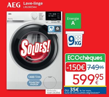 Promotions Aeg lave-linge lr63re944 - AEG - Valide de 01/07/2023 à 31/07/2023 chez Eldi