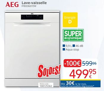Promotions Aeg lave-vaisselle ffb33607zw - AEG - Valide de 01/07/2023 à 31/07/2023 chez Eldi