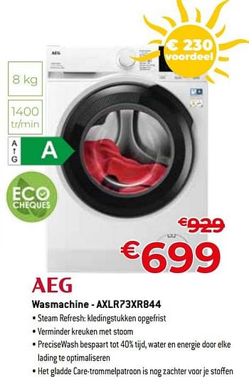 Promoties Aeg wasmachine - axlr73xr844 - AEG - Geldig van 01/07/2023 tot 31/07/2023 bij Exellent