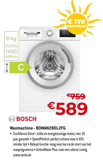 Promoties Bosch wasmachine - bowan280l2fg - Bosch - Geldig van 01/07/2023 tot 31/07/2023 bij Exellent