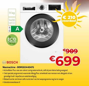 Promoties Bosch wasmachine - bowgg04404fg - Bosch - Geldig van 01/07/2023 tot 31/07/2023 bij Exellent