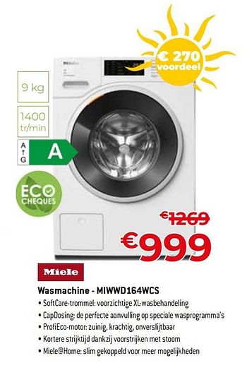 Promoties Miele wasmachine - miwwd164wcs - Miele - Geldig van 01/07/2023 tot 31/07/2023 bij Exellent