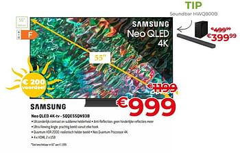 Promotions Samsung neo qled 4k-tv - sqqe55qn93b - Samsung - Valide de 01/07/2023 à 31/07/2023 chez Exellent