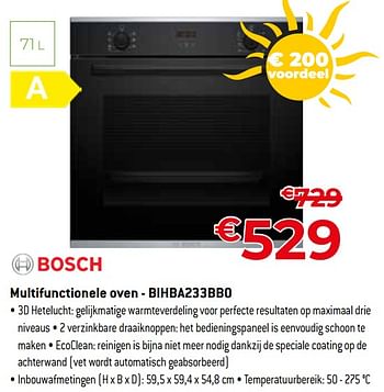 Promoties Bosch multifunctionele oven - bihba233bb0 - Bosch - Geldig van 01/07/2023 tot 31/07/2023 bij Exellent