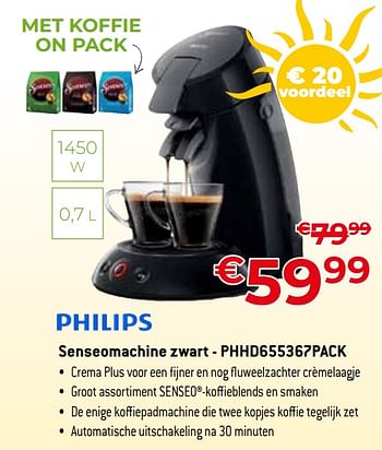 Promoties Philips senseomachine zwart - phhd655367pack - Philips - Geldig van 01/07/2023 tot 31/07/2023 bij Exellent