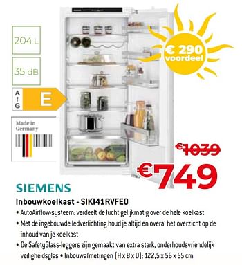 Promoties Siemens inbouwkoelkast - siki41rvfe0 - Siemens - Geldig van 01/07/2023 tot 31/07/2023 bij Exellent