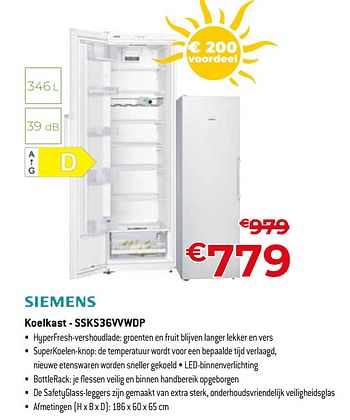 Promoties Siemens koelkast - ssks36vvwdp - Siemens - Geldig van 01/07/2023 tot 31/07/2023 bij Exellent