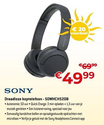 Promoties Sony draadloze koptelefoon - sowhch520b - Sony - Geldig van 01/07/2023 tot 31/07/2023 bij Exellent