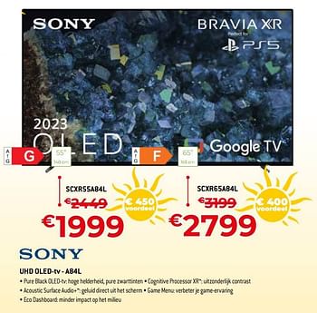 Promoties Sony uhd oled-tv scxr55a84l - Sony - Geldig van 01/07/2023 tot 31/07/2023 bij Exellent