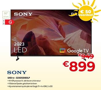 Promoties Sony uhd-tv - sckd50x80lp - Sony - Geldig van 01/07/2023 tot 31/07/2023 bij Exellent