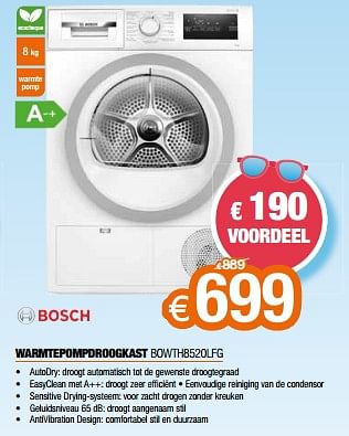 Promoties Bosch warmtepompdroogkast bowth8520lfg - Bosch - Geldig van 01/07/2023 tot 31/07/2023 bij Expert