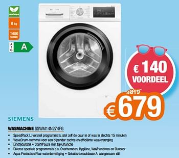 Promoties Siemens wasmachine sswm14n274fg - Siemens - Geldig van 01/07/2023 tot 31/07/2023 bij Expert