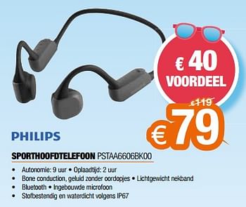Promoties Philips sporthoofdtelefoon pstaa6606bk00 - Philips - Geldig van 01/07/2023 tot 31/07/2023 bij Expert