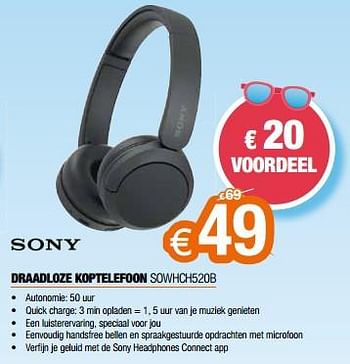 Promoties Sony draadloze koptelefoon sowhch520b - Sony - Geldig van 01/07/2023 tot 31/07/2023 bij Expert