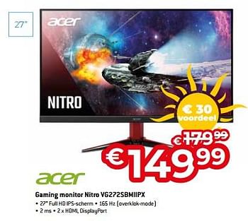 Promoties Acer gaming monitor nitro vg272sbmiipx - Acer - Geldig van 01/07/2023 tot 31/07/2023 bij Exellent