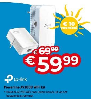 Promoties Tp-link powerline av1000 wifi kit - TP-LINK - Geldig van 01/07/2023 tot 31/07/2023 bij Exellent
