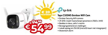 Promoties Tp-link tapo c320ws outdoor wifi cam - TP-LINK - Geldig van 01/07/2023 tot 31/07/2023 bij Exellent