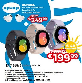 Promoties Samsung galaxy watch5 40 mm - sur900 - Samsung - Geldig van 01/07/2023 tot 31/07/2023 bij Exellent