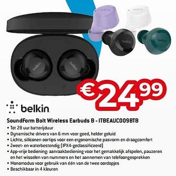 Promoties Belkin soundform bolt wireless earbuds b - itbeauc009btb - BELKIN - Geldig van 01/07/2023 tot 31/07/2023 bij Exellent