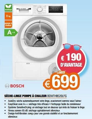 Promotions Bosch sèche-linge pompe à chaleur bowth8520lfg - Bosch - Valide de 01/07/2023 à 31/07/2023 chez Expert