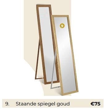 Promoties Staande spiegel goud - Huismerk - Euroshop - Geldig van 01/07/2023 tot 31/07/2023 bij Euro Shop