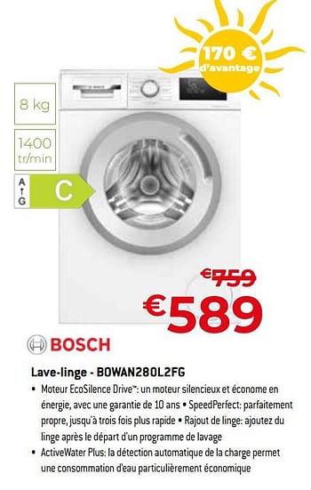 Promotions Bosch lave-linge - bowan280l2fg - Bosch - Valide de 01/07/2023 à 31/07/2023 chez Exellent
