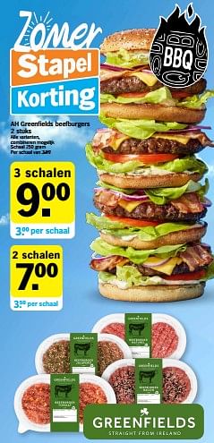 Promoties Ah greenfields beefburgers - Huismerk - Albert Heijn - Geldig van 03/07/2023 tot 09/07/2023 bij Albert Heijn