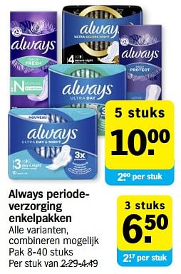 Promoties Always periodeverzorging enkelpakken - Always - Geldig van 03/07/2023 tot 09/07/2023 bij Albert Heijn