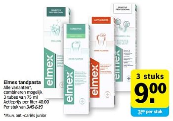 Promoties Elmex tandpasta - Elmex - Geldig van 03/07/2023 tot 09/07/2023 bij Albert Heijn