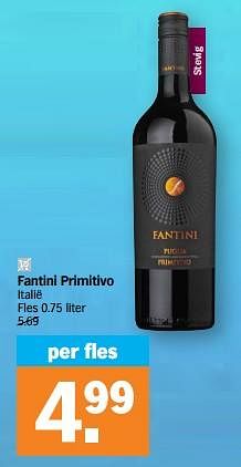 Promoties Fantini primitivo - Rode wijnen - Geldig van 03/07/2023 tot 09/07/2023 bij Albert Heijn