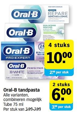 Promoties Oral-b tandpasta - Oral-B - Geldig van 03/07/2023 tot 09/07/2023 bij Albert Heijn