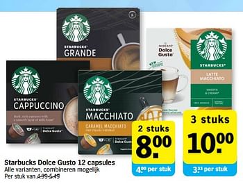 Promoties Starbucks dolce gusto - Starbucks - Geldig van 03/07/2023 tot 09/07/2023 bij Albert Heijn