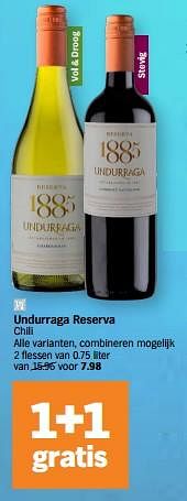Promoties Undurraga reserva - Witte wijnen - Geldig van 03/07/2023 tot 09/07/2023 bij Albert Heijn