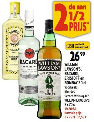 Promotions Scotch whisky 40° william lawson’s - William Lawson's - Valide de 05/07/2023 à 11/07/2023 chez Smatch