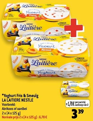 Promoties Yoghurt fris + smeuïg la laitiere nestle - La Laitiere - Geldig van 05/07/2023 tot 11/07/2023 bij Smatch