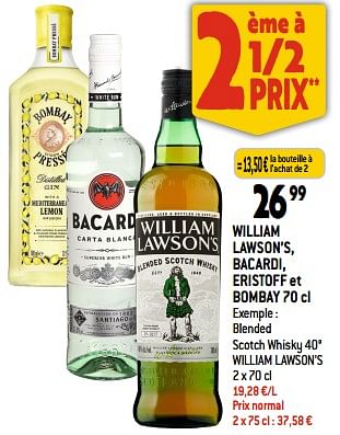 Promotions Blended scotch whisky 40° william lawson’s - William Lawson's - Valide de 05/07/2023 à 11/07/2023 chez Smatch