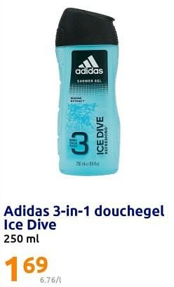 Promoties Adidas 3-in-1 douchegel ice dive - Adidas - Geldig van 05/07/2023 tot 11/07/2023 bij Action