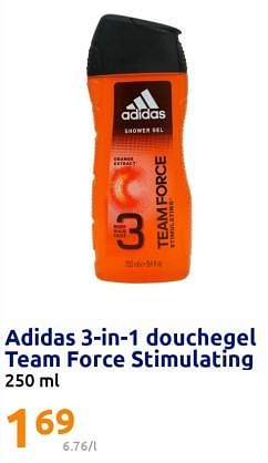 Promoties Adidas 3-in-1 douchesel team force stimulating - Adidas - Geldig van 05/07/2023 tot 11/07/2023 bij Action