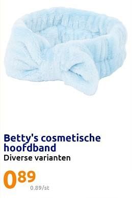 Promoties Betty`s cosmetische hoofdband - Betty's - Geldig van 05/07/2023 tot 11/07/2023 bij Action