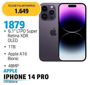 Promotions Apple iphone 14 pro - Apple - Valide de 04/07/2023 à 31/07/2023 chez Auva