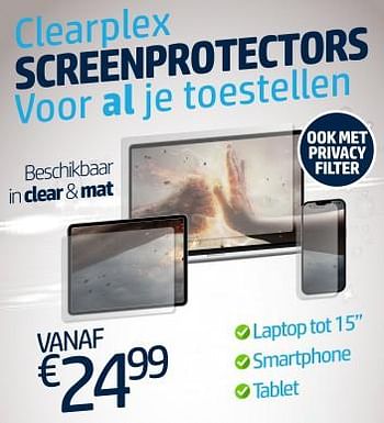 Promoties Clearplex screenprotectors - Clearplex - Geldig van 04/07/2023 tot 31/07/2023 bij Auva