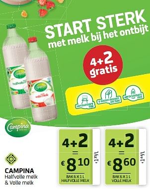 Promoties Campina halfvolle melk & volle melk - Campina - Geldig van 30/06/2023 tot 13/07/2023 bij BelBev