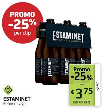 Promoties Estaminet refined lager - Estaminet - Geldig van 30/06/2023 tot 13/07/2023 bij BelBev