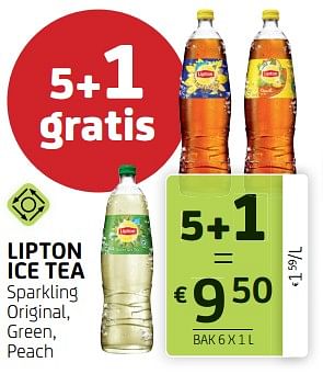 Promotions Lipton ice tea sparkling original, green, peach - Lipton - Valide de 30/06/2023 à 13/07/2023 chez BelBev