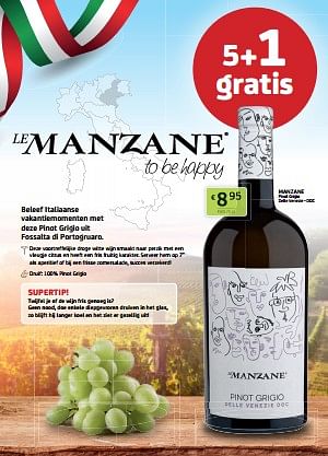 Promoties Manzane pinot grigio delle venezie - doc - Witte wijnen - Geldig van 30/06/2023 tot 13/07/2023 bij BelBev