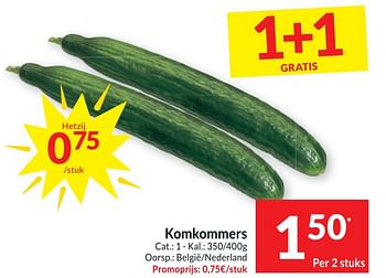 Promoties Komkommers - Huismerk - Intermarche - Geldig van 11/07/2023 tot 16/07/2023 bij Intermarche