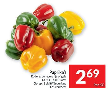 Promoties Paprika`s rode groene oranje of gele - Huismerk - Intermarche - Geldig van 11/07/2023 tot 16/07/2023 bij Intermarche