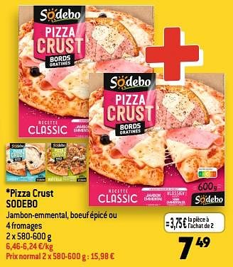 Promotions Pizza crust sodebo - Sodebo - Valide de 05/07/2023 à 11/07/2023 chez Louis Delhaize