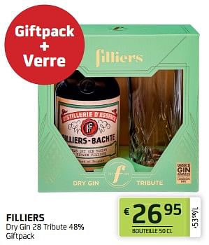 Promotions Filliers dry gin 28 tribute 48% giftpack - Filliers - Valide de 30/06/2023 à 13/07/2023 chez BelBev